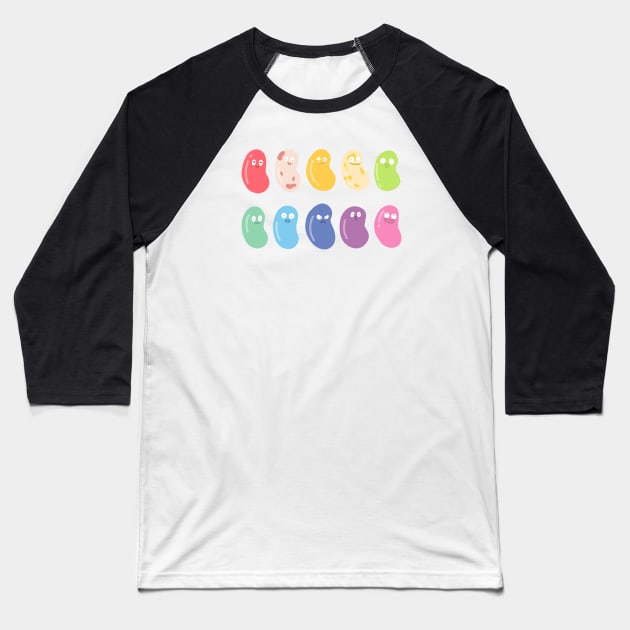 Rainbow jelly beans with funny faces Baseball T-Shirt by ballooonfish